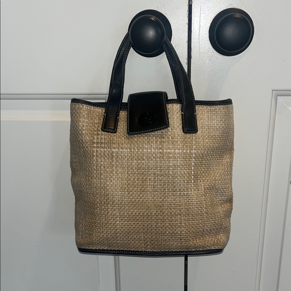 Vintage Coach Rattan & Black Leather